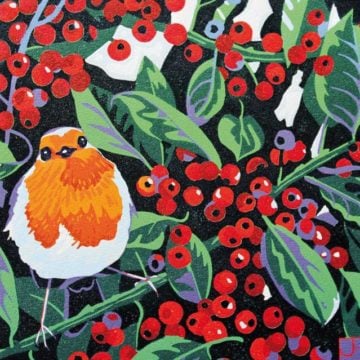 Cards Christmas Green Pebble Jh1 09 18 Robin And Berries
